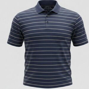 Nike Golf Polo Mens XXL Navy Blue Striped Dri-FIT Short Sleeve Performance Shirt